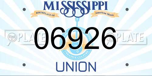06926 Mississippi License Plate