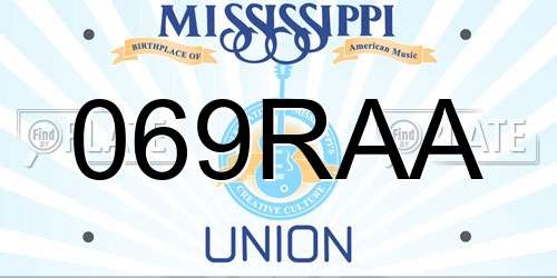 069RAA Mississippi License Plate