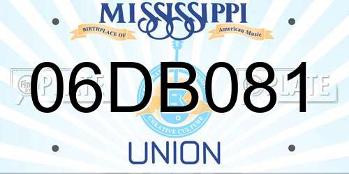 06DB081 Mississippi License Plate