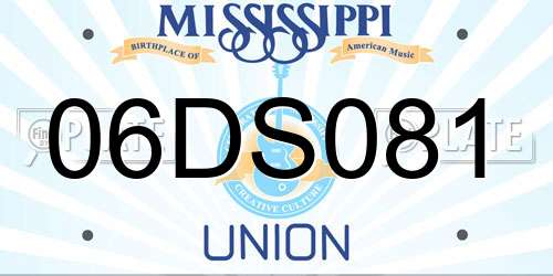 06DS081 Mississippi License Plate