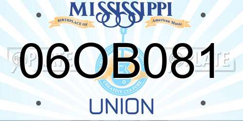 06OB081 Mississippi License Plate