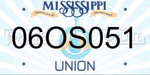 06OS051 Mississippi License Plate