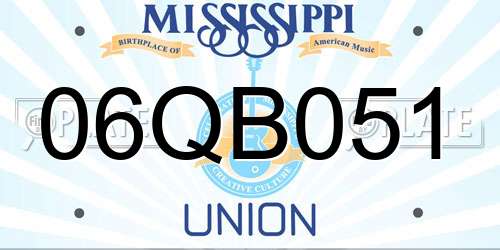 06QB051 Mississippi License Plate