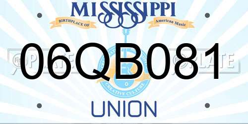 06QB081 Mississippi License Plate