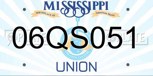 06QS051 Mississippi License Plate