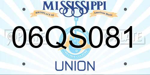 06QS081 Mississippi License Plate