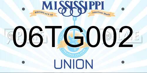 06TG002 Mississippi License Plate