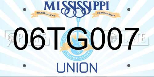 06TG007 Mississippi License Plate