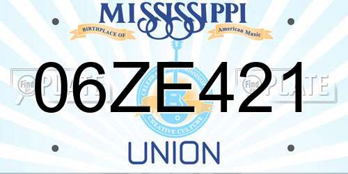 06ZE421 Mississippi License Plate