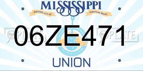06ZE471 Mississippi License Plate