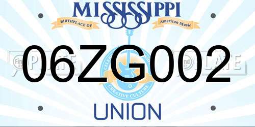 06ZG002 Mississippi License Plate