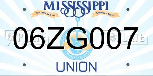 06ZG007 Mississippi License Plate