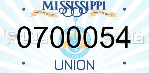 0700054 Mississippi License Plate