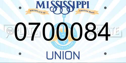 0700084 Mississippi License Plate
