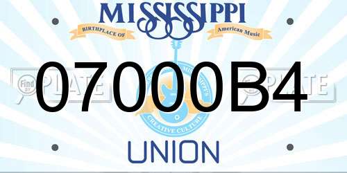 07000B4 Mississippi License Plate