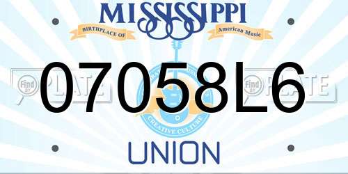 07058L6 Mississippi License Plate