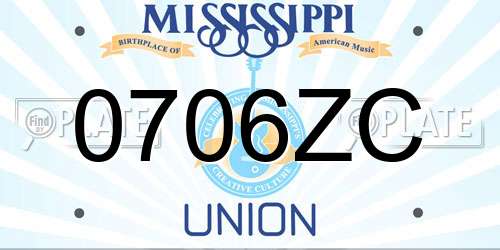 0706ZC Mississippi License Plate
