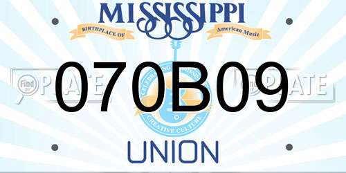 070B09 Mississippi License Plate