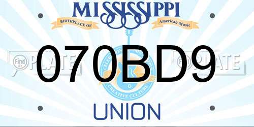 070BD9 Mississippi License Plate