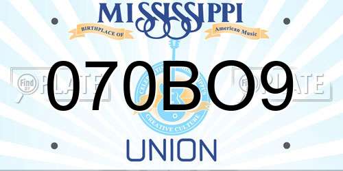 070BO9 Mississippi License Plate
