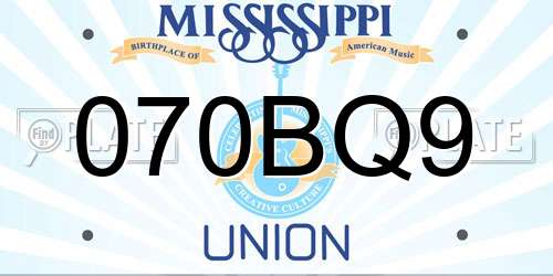 070BQ9 Mississippi License Plate