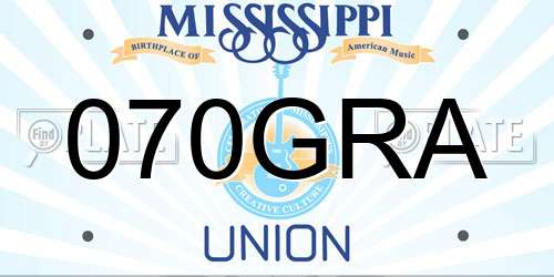 070GRA Mississippi License Plate