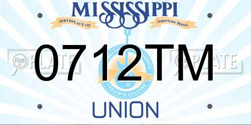 0712TM Mississippi License Plate