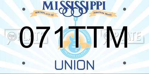 071TTM Mississippi License Plate