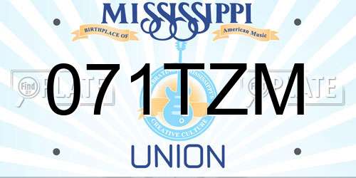 071TZM Mississippi License Plate