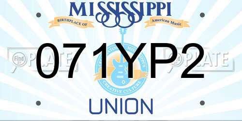 071YP2 Mississippi License Plate