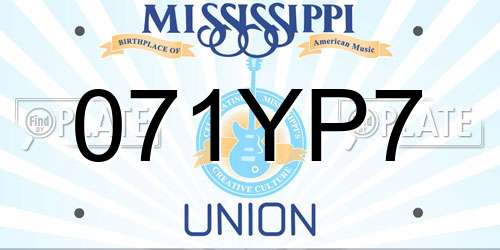 071YP7 Mississippi License Plate