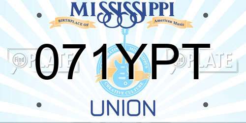 071YPT Mississippi License Plate