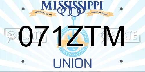 071ZTM Mississippi License Plate