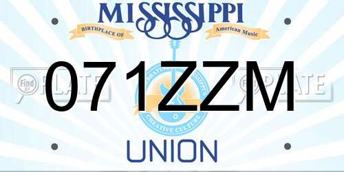 071ZZM Mississippi License Plate