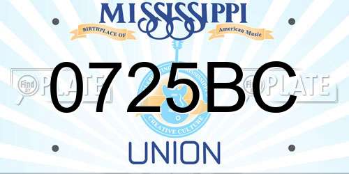 0725BC Mississippi License Plate