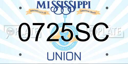 0725SC Mississippi License Plate