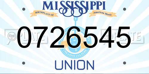 0726545 Mississippi License Plate