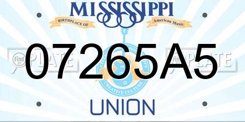 07265A5 Mississippi License Plate
