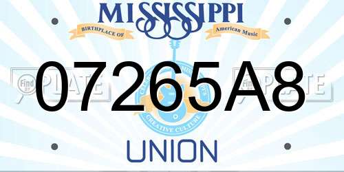 07265A8 Mississippi License Plate