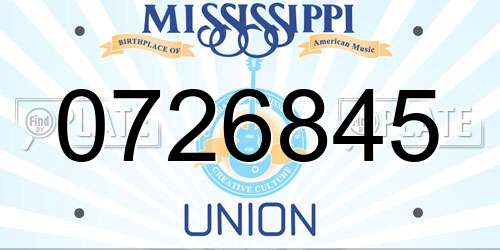 0726845 Mississippi License Plate