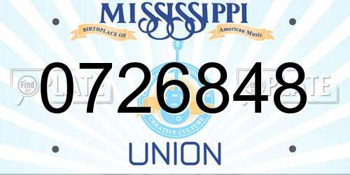 0726848 Mississippi License Plate