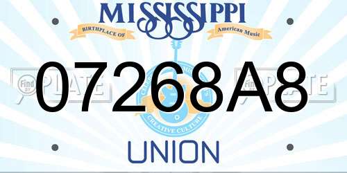 07268A8 Mississippi License Plate
