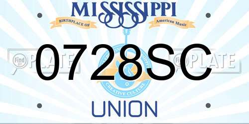 0728SC Mississippi License Plate