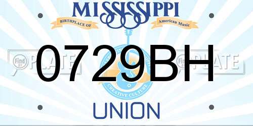 0729BH Mississippi License Plate