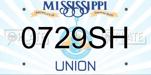 0729SH Mississippi License Plate