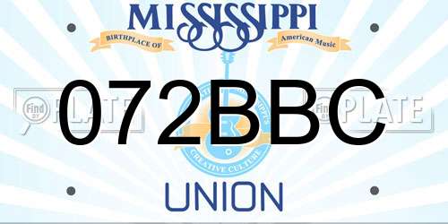 072BBC Mississippi License Plate