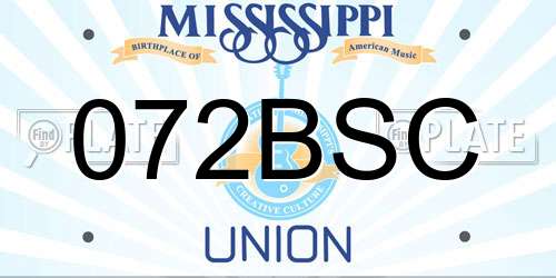 072BSC Mississippi License Plate