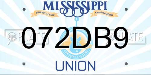 072DB9 Mississippi License Plate