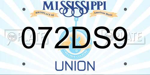 072DS9 Mississippi License Plate