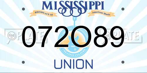 072O89 Mississippi License Plate